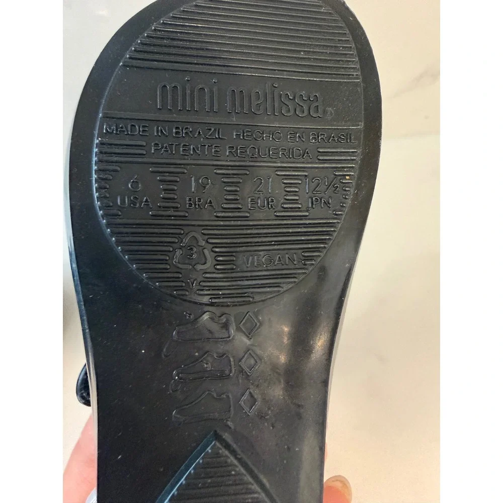Mini Melissa Ultragirl Black Jelly Bow Mary Jane Shoes Kids Size 6 USA Vegan